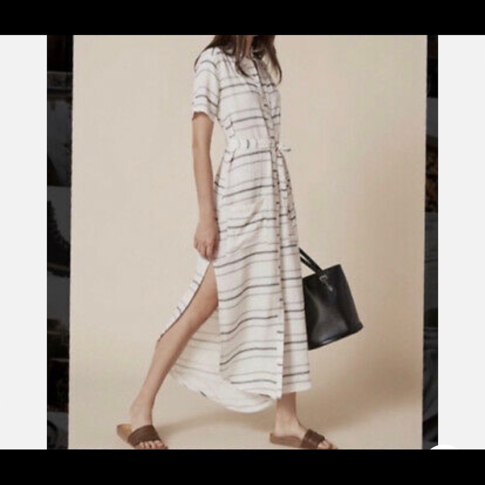 Reformation maxi blue and white striped dress